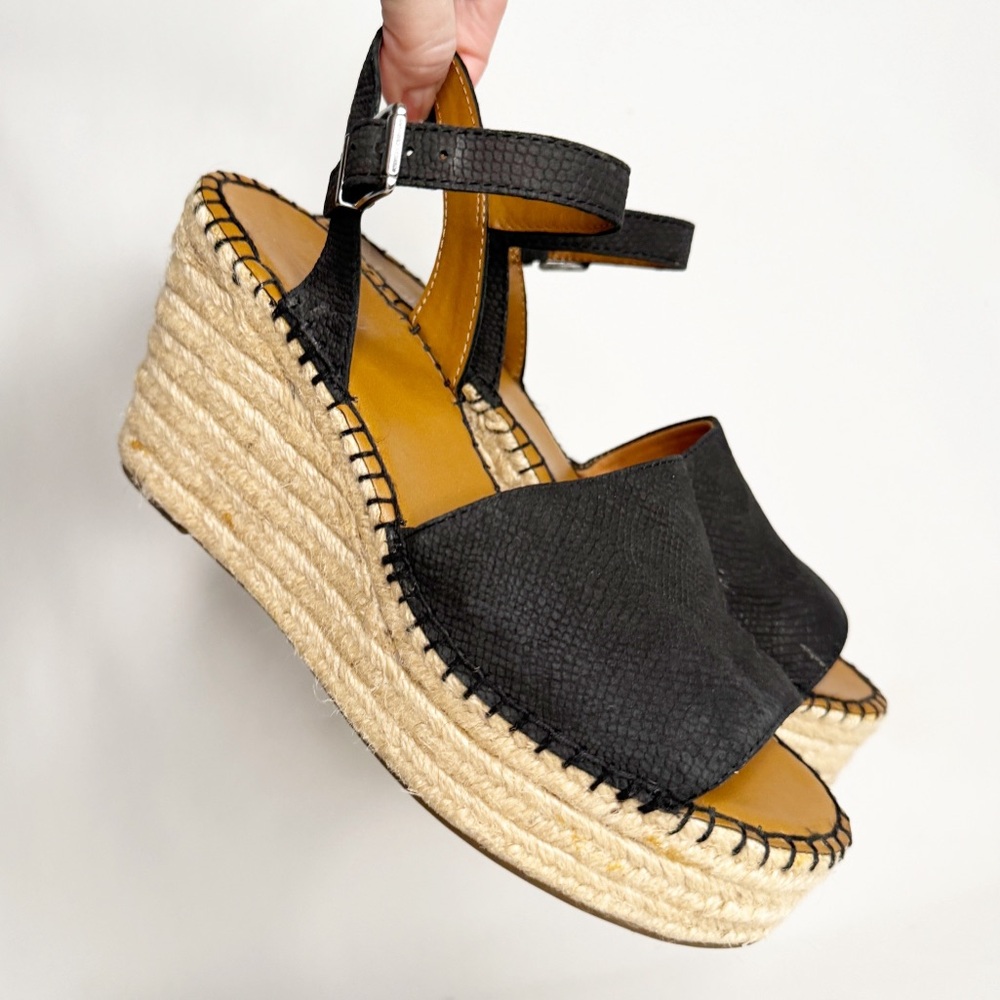 FRANCO SARTO PLATFORM LEATHER TEXTURED ESPADRILLES SZ 9.5. - Picture 8 of 12